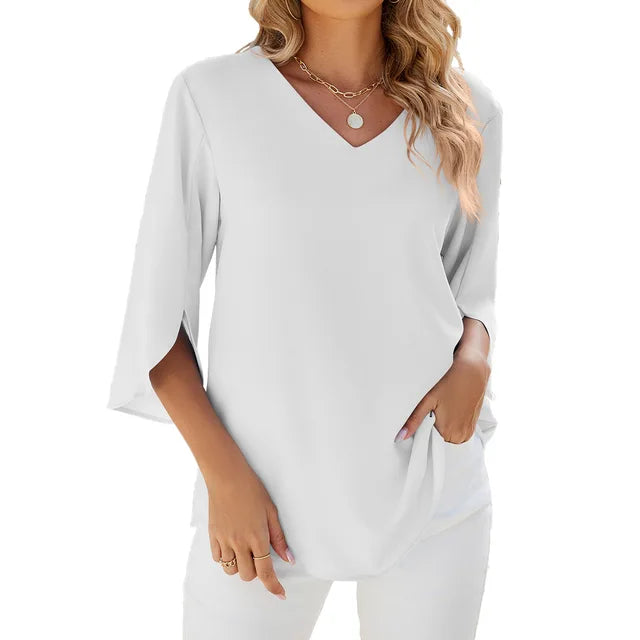 Cara| Bluse mit V-Ausschnitt