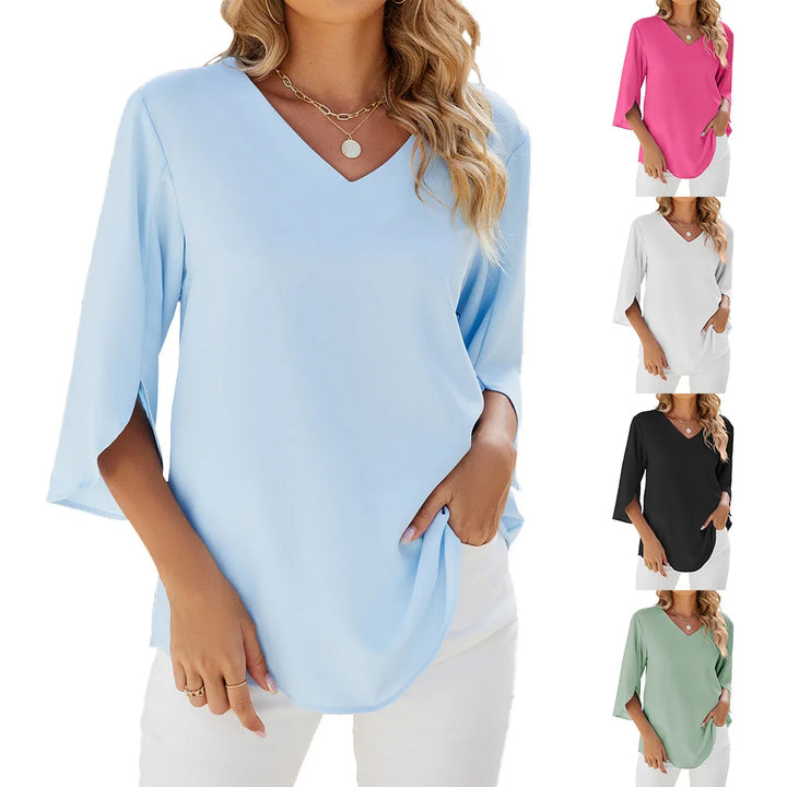 Cara| Bluse mit V-Ausschnitt