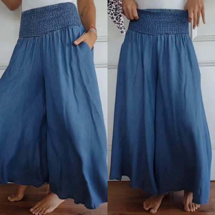 Lilie | Damenjeans mit weitem Bein und hoher Taille und Taschen