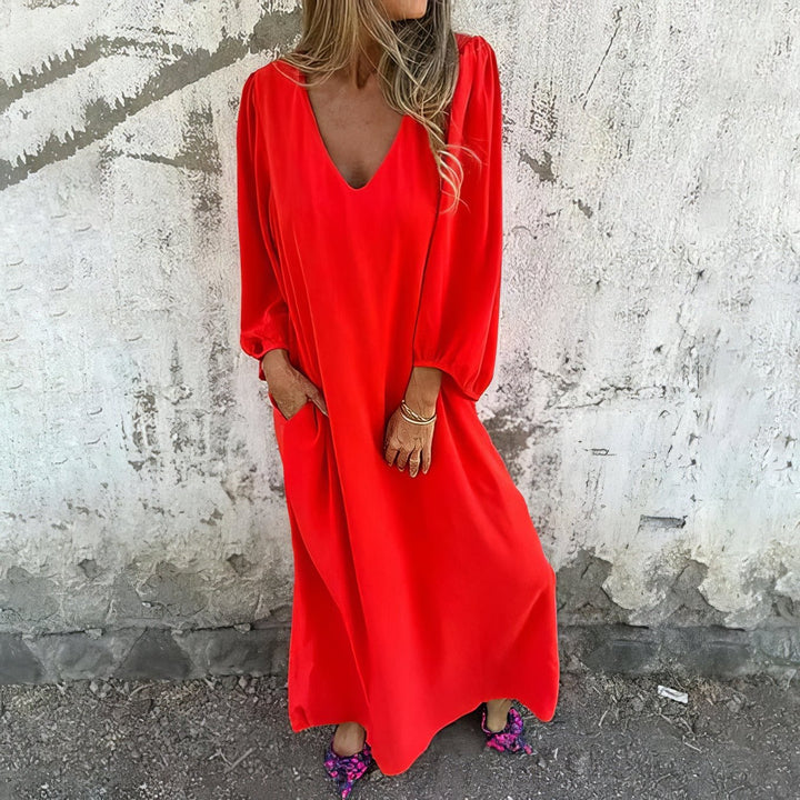 Zita | Langes Boho-Kleid mit Taschen