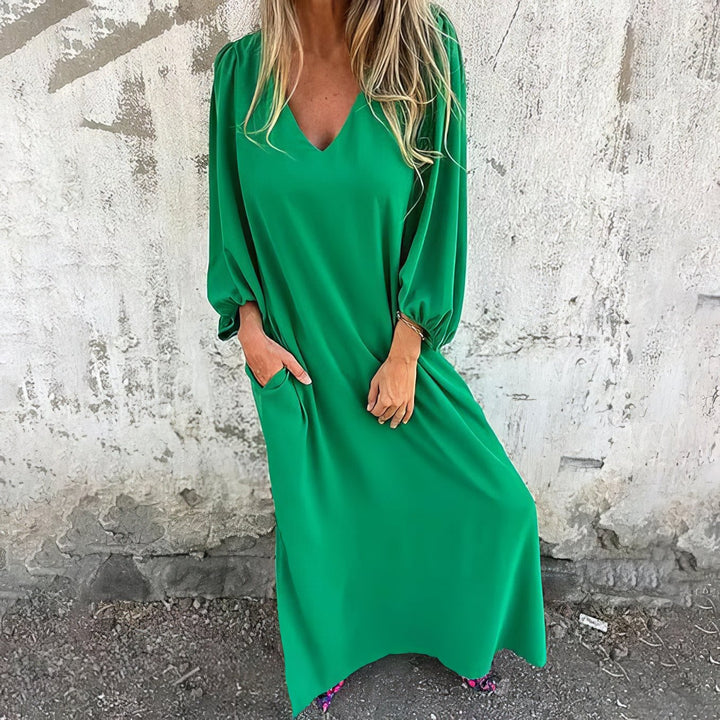 Zita | Langes Boho-Kleid mit Taschen