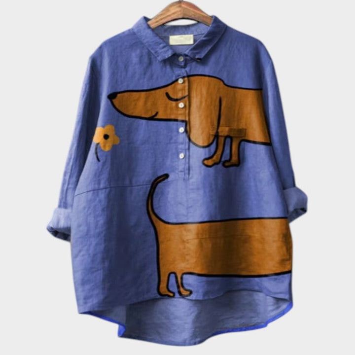 PALMIRA | Oversize-Hemd mit Hundemotiv und täglichem Komfort für einen sorgenfreien Look