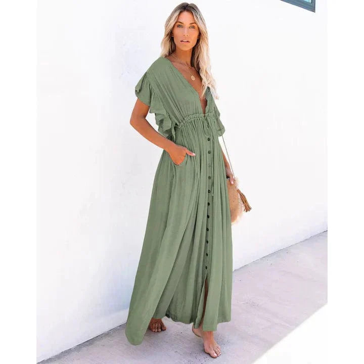 Puck- Maxi Grüne Ibiza Strandkleid
