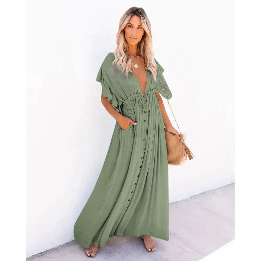 Puck- Maxi Grüne Ibiza Strandkleid