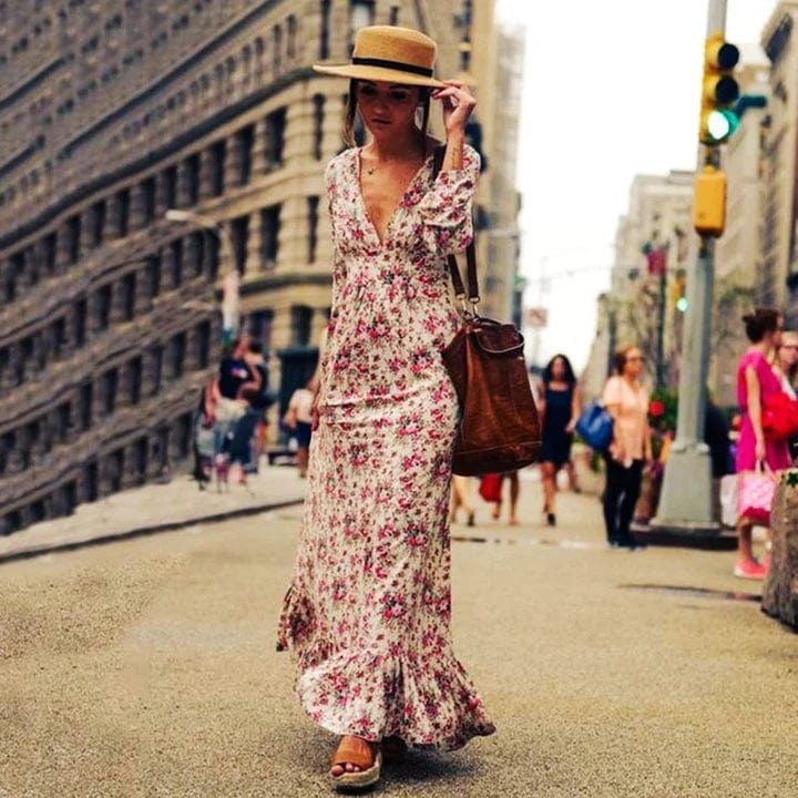 Ilse- Maxi Ibiza Stil Blumen Kleid