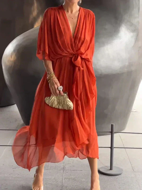 GINEVRA | Elegantes langes Kleid mit femininem Ausschnitt