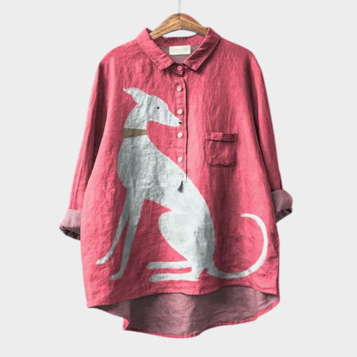 PALMIRA | Oversize-Hemd mit Hundemotiv und täglichem Komfort für einen sorgenfreien Look