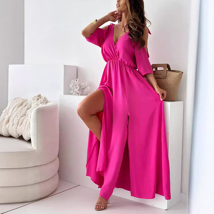 Valentina| Schulterfreies Fließendes Maxikleid