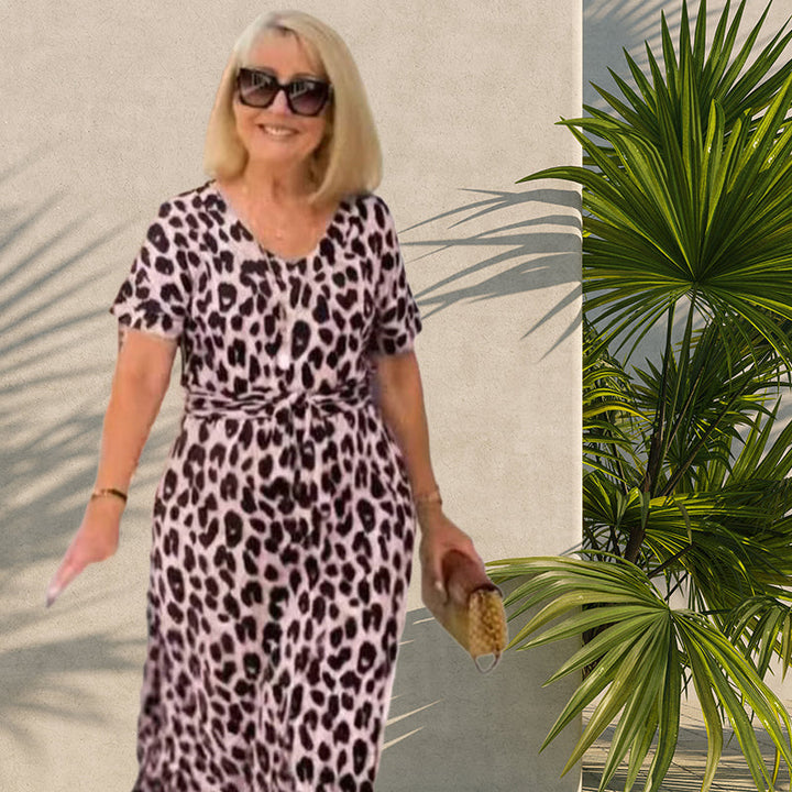 Leopardenkleid mit Gürtel