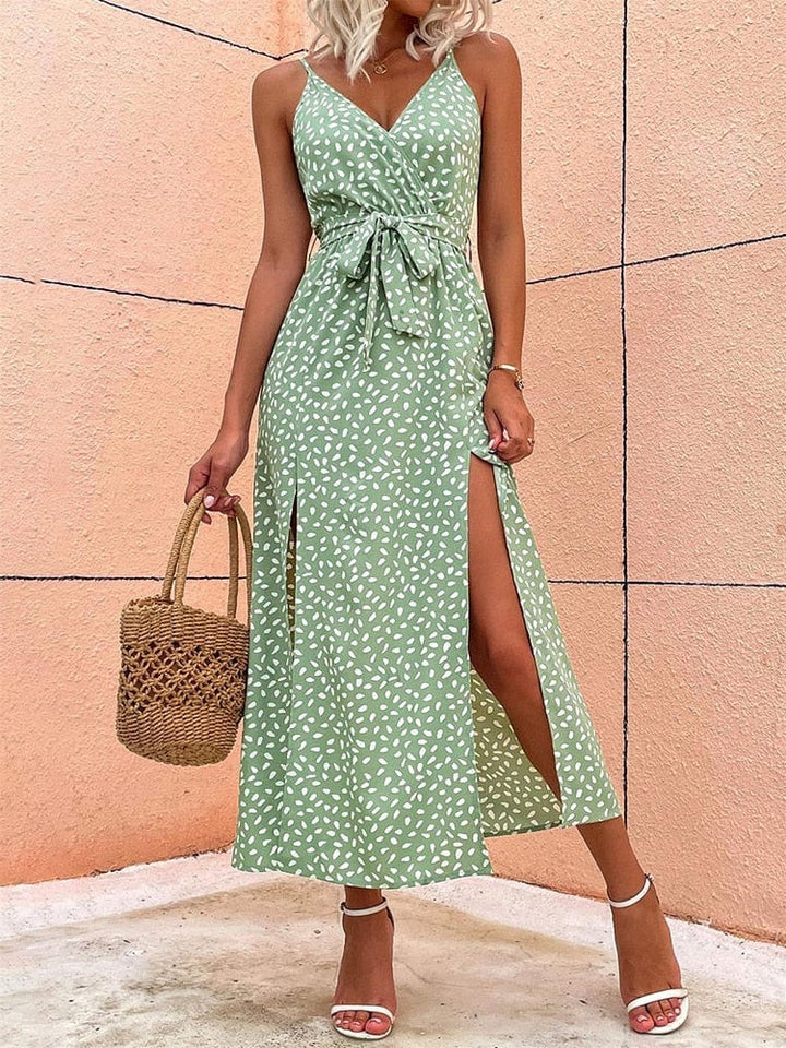 Alexia- Boho Kleid mit V-Ausschnitt und Punkten