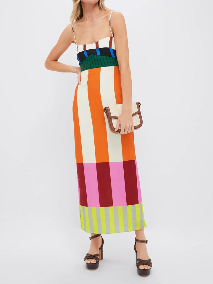 Charlotte | Mehrfarbiges langes Kleid