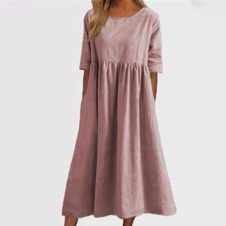 Menorca-Baumwollkleid mit Rundhalsausschnitt und Taschen