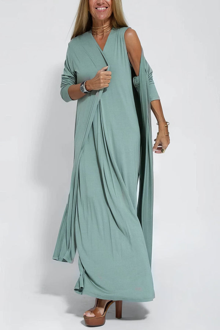 ELISE | Elegantes Langes Kleid mit Passendem Cardigan als Geschenk