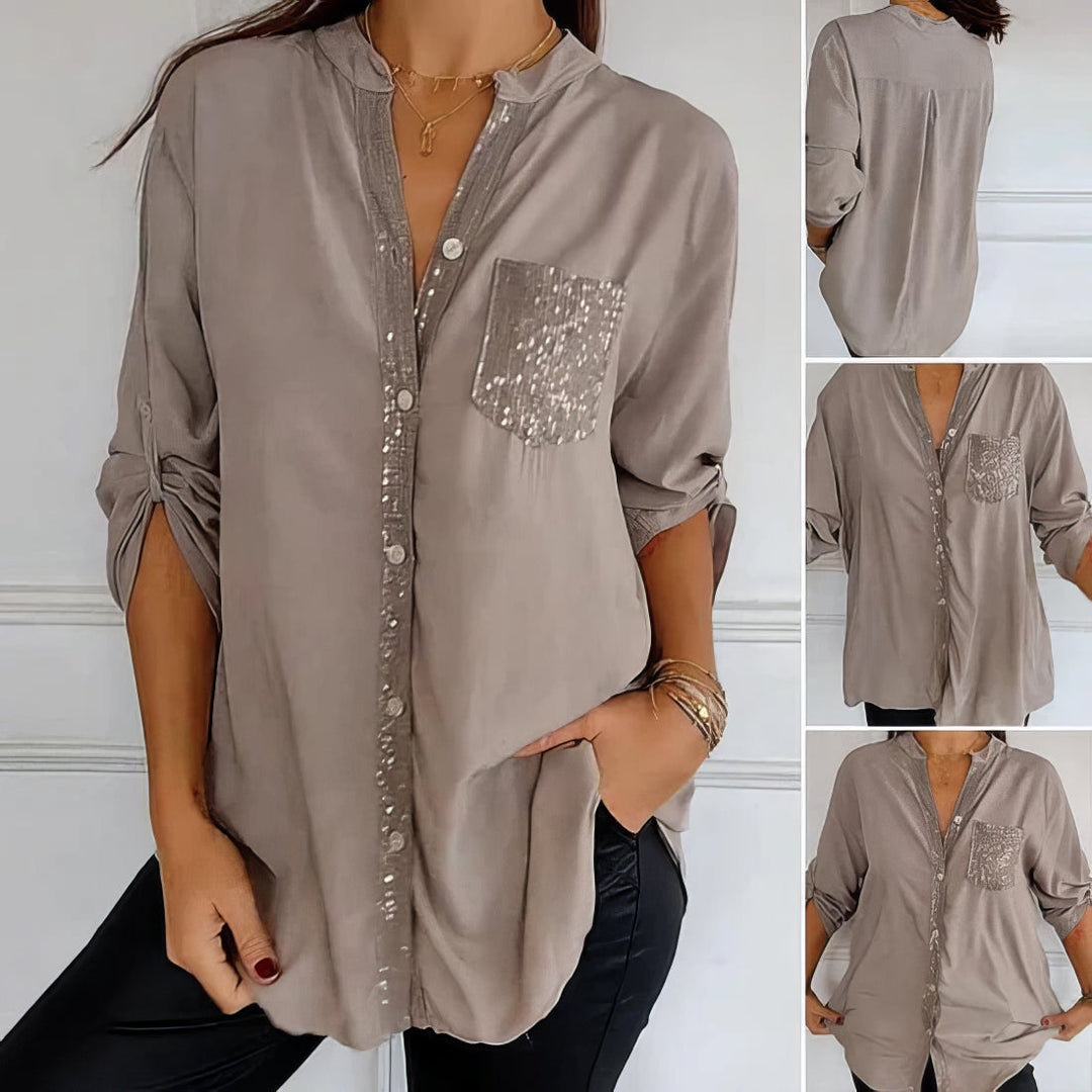 LUCIE | Top Patchwork mit Pailletten, Glänzend und Elegant
