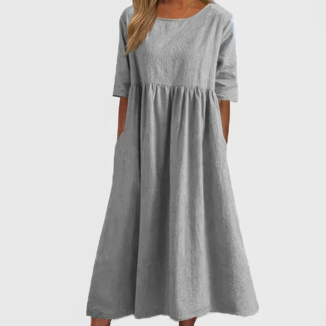 Menorca-Baumwollkleid mit Rundhalsausschnitt und Taschen
